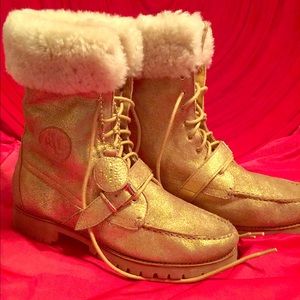 NWOT Lauren Ralph Lauren Antique gold boot
